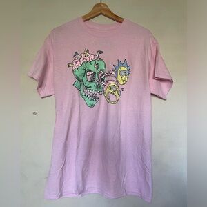 Rick and Morty Pink Graphic Tee Size M
